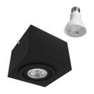 Spot Plafon Box 1 Foco Alumínio Sobrepor + LED PAR20 7W Br. Quente ST3236-Preto