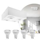 Spot Plafon Box Sobrepor Mr16 Quadruplo Direcionável Branco + Led