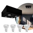 Spot Plafon Box Sobrepor Mr16 Quadruplo Direcionável Preto + Led