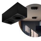 Spot Plafon Box Sobrepor Par20 Duplo Direcionável Preto