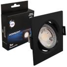 Spot Preto Led 3w Downlight Quadrado Embutir Frio Bivolt