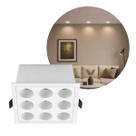 Spot Quadrado Embutir Downlight Powerus 9 Focos 24 LED 18W Amarelo IRC90 6735 ST2988