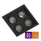 Spot Quadruplo Embutir Quadrado Recuado Mr16 Preto