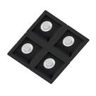 Spot Quadruplo Embutir Quadrado Recuado Preto Para Dicróica Gu10 Mr16