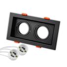 Spot Recuado Duplo Embutir Led Mr16 Gu10 Luminária Teto Sala Quarto Lâmpada Dicroica Branco Preto Cor:Branco