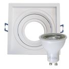 Spot recuado orientável alumínio embutir gesso madeira modular + lâmpada LED GU10 MR16 6w 6000k st4716