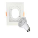 Spot Recuado Par20 Quadrado Branco + Lâmpada Led 6,5w