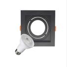 Spot Recuado Par20 Quadrado Preto + Lâmpada Led 6,5w