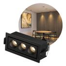 Spot Triplo Embutir Downlight Powerus Dir Direcionável 38 LED 6W Amarelo IRC90 6497 ST3266
