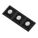 Spot Triplo Embutir Quadrado Recuado Preto Para Par30 E27