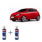 Spray automotivo vermelho tropic lisa - rar hyundai + spray verniz 300ml
