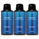 Spray corporal desodorizante Bath and Body Works Ocean Men, pacote com 3 unidades