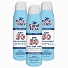 Spray de proteção solar Coral Isles Reef Safe SPF 50 180mL, pacote com 3 Spray de proteção solar Coral Isles Reef Safe SPF 50 180mL, pacote com 3