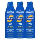 Spray Solar Coppertone Sport SPF 70 - Pacote com 3 Unidades (163ml cada)