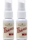 Spray Young Living Thieves 1 onça Spray de limpeza portátil, formulado com água e álcool, ideal para itens essenciais de viagem e para casa cabe em mochila, bagagem ou bolsa Pacote com 2