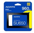 SSD 960GB Adata Ultimate SU650 SATA III 6GBs 2.5 Leitura 520MBs e Gravação 450MBs Preto SSD 960GB Adata Ultimate SU650 SATA III 6GBs 2.5 Leitura 520MBs e Gravação 450MBs Preto