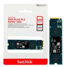 SSD Sandisk Plus 500GB NVMe M.2 2280 ate 2400MB/s- Alta Velocidade SSD Sandisk Plus 500GB NVMe M.2 2280 ate 2400MB/s- Alta Velocidade