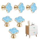 SSYHQAX 6 peças Blue Clover Cabinet Knobs em liga de zinco de 3,2 cm
