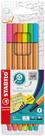 STABILO Fineliner Point 88 Pacote com 6 Neon de 0,4 mm