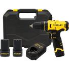 Stanley Kit com Parafusadeira e Furadeira de Impacto Sem Fio, com 2 Baterias, 1 Carregador e 1 Maleta, Modelo Sch10d2k, Bivolt