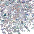 Star Confetti HESTYA 60g Glitter Silver Plastic Stars 6 mm/10 mm