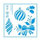 Stencil Natal Litoarte 14 X 14 cm - STAN - 008 Bolas, Laço e Poinsétias