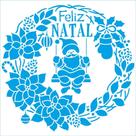 Stencil Natal Litoarte 20 X 20 cm - STXXN - 033 Papai Noel no Balanço