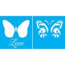 Stencil Opa Duplo 14 X 14 cm - Borboleta Love - 1373