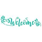 Stencil Pintura Welcome com Flores 8,4x28,5 Ste-400 Litoarte