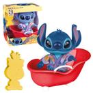 Stitch Boneco Em Vinil Com Banheira Roupão Esponja Disney 20 cm