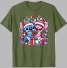 Stitch e Angel Natalinos Camiseta Romântica 100 Algodão Edição de Fim de Ano