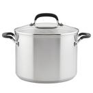Stockpot KitchenAid em aço inoxidável 8L com tampa e marcas de medição