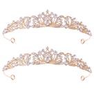 Strass de liga dourada feltrada Tiara Crown para mulheres x2