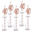 Straw Decor Rose Happy 40th Birthday Rose Gold 24 unidades