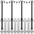 String Light Postes Mutovlin, 5 pés, metal, exterior, pacote com 4