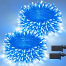 String Lights JMEXSUSS, pacote com 2, 66 pés, 200 LED, azul, branco String Lights JMEXSUSS, pacote com 2, 66 pés, 200 LED, azul, branco