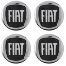 Sub Calota 48mm Etiqueta Aluminio Fiat Preto (4 Pc)
