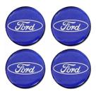 Sub-calotas Central C/ Boton Resinado Ford Azul 48mm Jogo 4 Peças