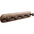 Suction Cup Wall Hook Rack Brown Walnut 5 Hooks ABS 42cm