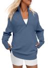 Suéter ANRABESS 2024, casual, casual, grande, canelado, azul Suéter ANRABESS 2024, casual, casual, grande, canelado, azul
