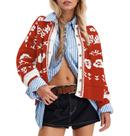 Suéter cardigã MISSACTIVER com estampa floral para mulheres vermelho Suéter cardigã MISSACTIVER com estampa floral para mulheres vermelho