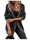 Suéter cardigã SOLY HUX feminino com estampa de leopardo e decote em V
