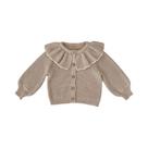 Suéter Cardigã Tricotado Com Gola De Renda Para Meninas De 0 a 3 Anos, Moda Primavera-Outono