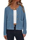 Suéter Cardigan de Tricô Feminino PRETTYGARDEN Azul Névoa Tamanho P