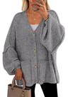 Suéter cardigan PRETTYGARDEN Fall Chunky cinza escuro para mulheres
