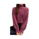 Suéter Casual Feminino De Inverno Quente E Macio Com Gola Alta Em Lã De Mink Tricotada Elástica Suéter Casual Feminino De Inverno Quente E Macio Com Gola Alta Em Lã De Mink Tricotada Elástica
