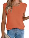 Suéter, colete, camiseta regata feminina Tankaneo, de malha laranja, modelagem solta Suéter, colete, camiseta regata feminina Tankaneo, de malha laranja, modelagem solta