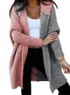 Suéter com capuz, cardigã, um bloco de cores elegante para mulheres Suéter com capuz, cardigã, um bloco de cores elegante para mulheres