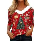 Suéter COTECRAM Ugly Christmas feminino de lã, manga 3/4, vermelho M