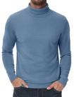 Suéter CRYSULLY de gola alta para homens outono inverno azul cinza XL